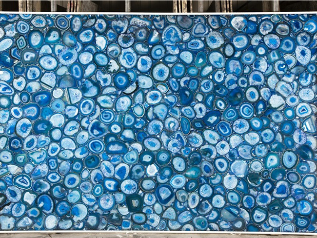 Blue Agate backlit feature wall panel with natural translucent effect