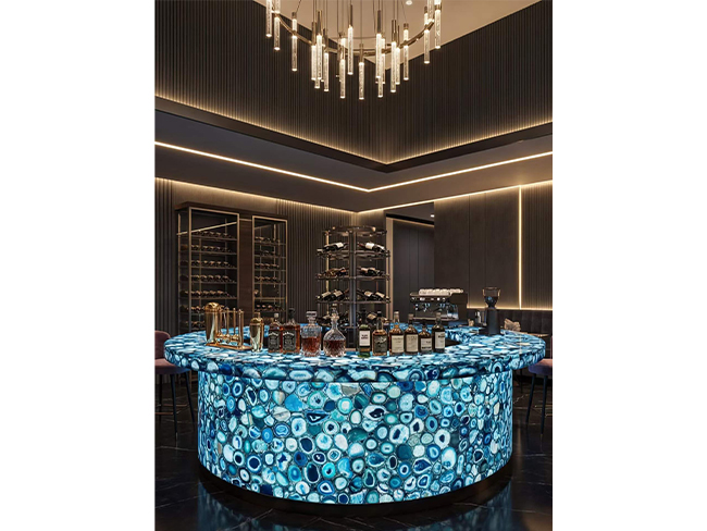Blue Agate feature wall luxury interior design application