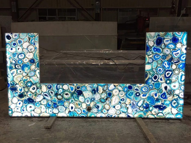 Blue Agate reception desk feature counter for commercial interiors