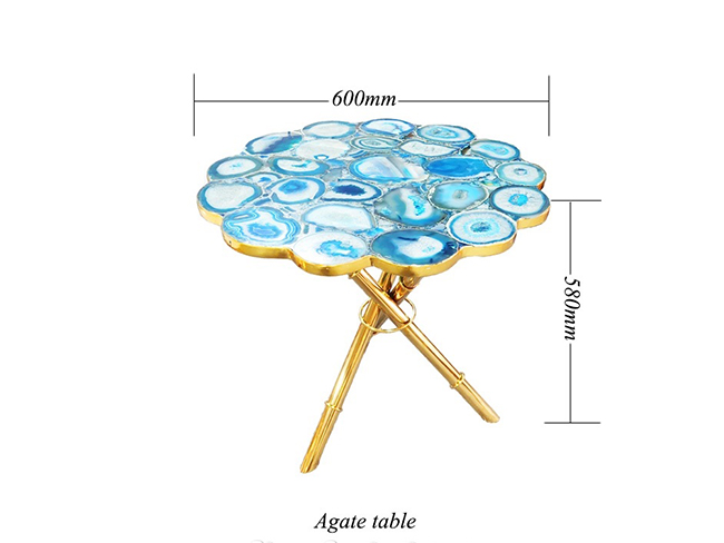 Blue Agate round dining table top custom furniture application