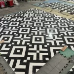 Black and white water jet cutting marble Floor Tiles