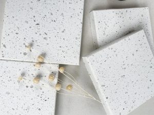 white terrazzo tiles bathroom