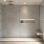 Panneaux de salle de bains en pierre frittée grand format pour projets modernes