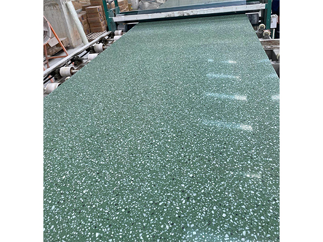 Green terrazzo countertop design for customized bathroom projects