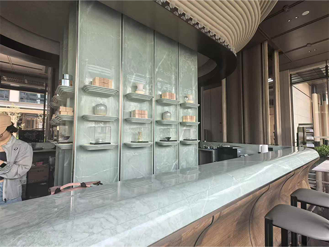 Tampo de Bar de Luxo em Mármore Verde Claro