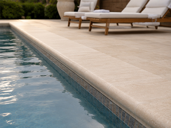 Beige Turkey Roman Travertine Pool Coping