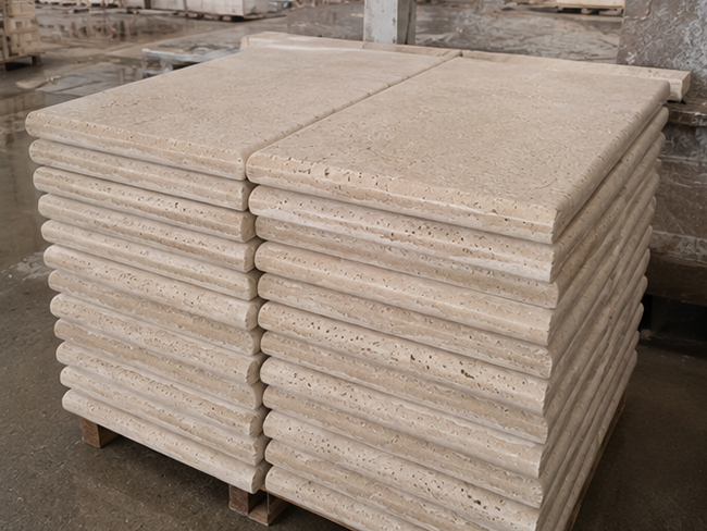 Bullnose Pool Coping with rounded natural stone edge