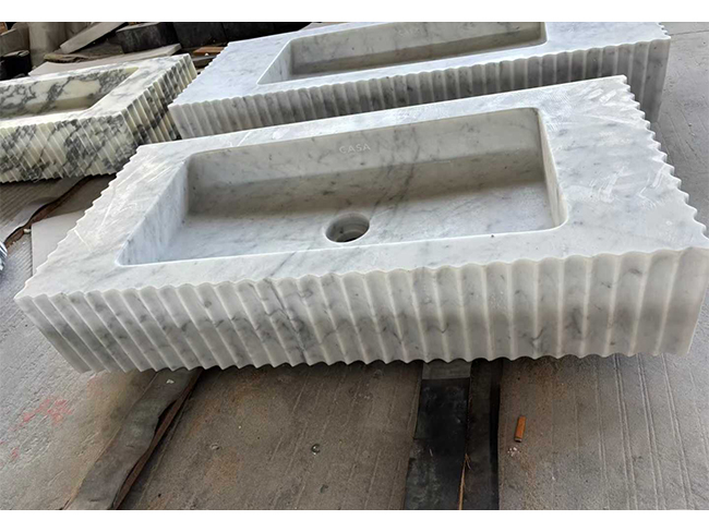 Bacia independente em Mármore Branco Carrara para banheiro de luxo