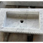Carrara White Marble Integrated Basin for Custom Bathroom Vanity Projects
