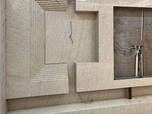 Grolla Beige Limestone fireplace surround