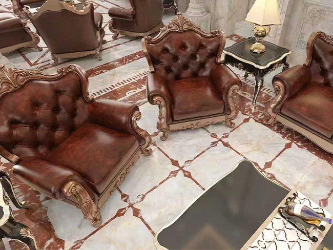 Languedoc Marble classic interior flooring with historic French red stone character