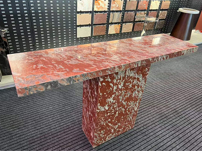 Languedoc Marble console table with custom stone fabrication