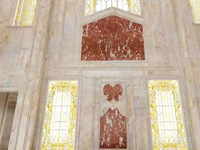 Languedoc Marble historic wall panels in classical architectural interior