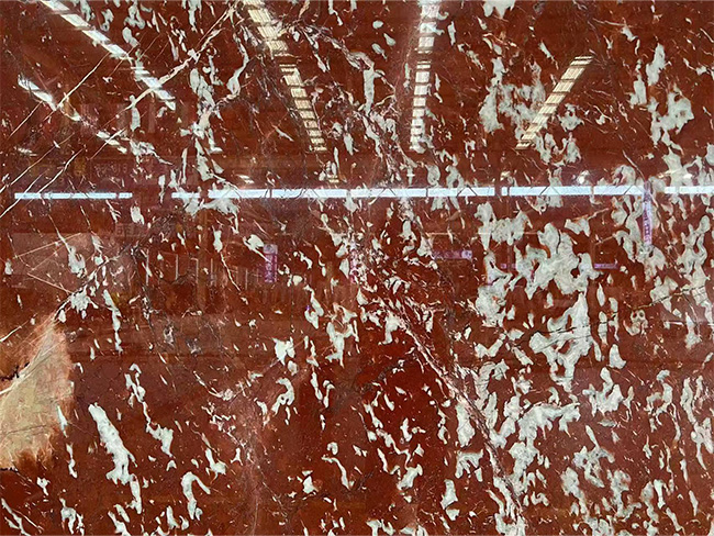 Languedoc Marble red and white vein texture close-up