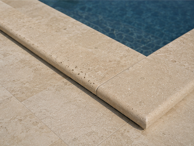 Porto Beige Limestone edge stone for custom pool perimeter