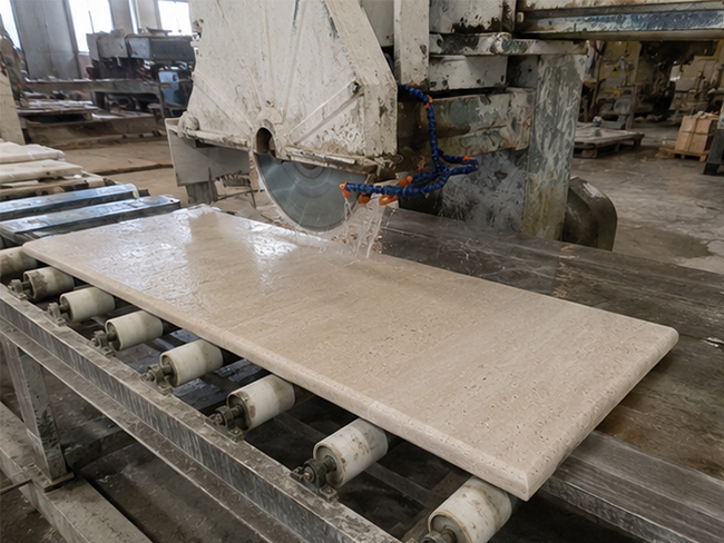 Travertine Pool Coping coordinated with outdoor patio paving