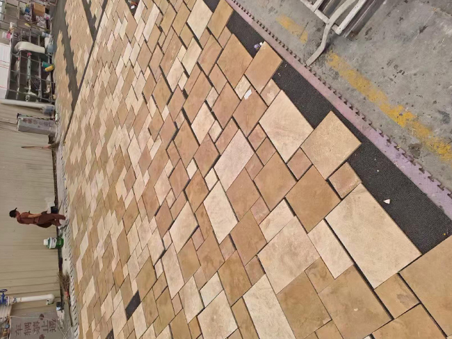Saina Gold Limestone custom cut-to-size pavers for landscape and architectural projects