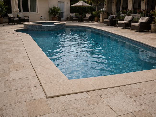Turkey Roman Travertine bullnose tile for pool edge fabrication