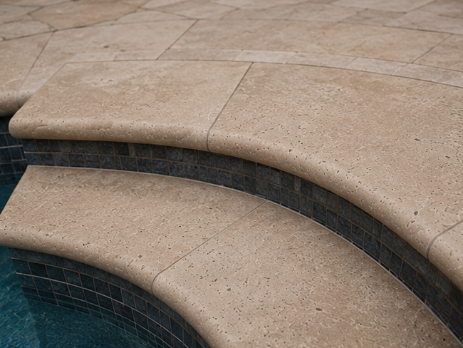 Tumbled Turkey Roman Travertine tile for pool deck