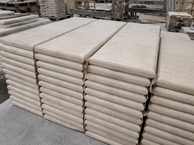 Turkey Roman Travertine pool coping used around luxury villa pool
