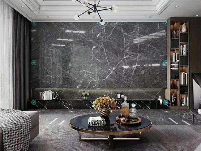 Parete decorativa in marmo Wyndham Grey per soggiorno