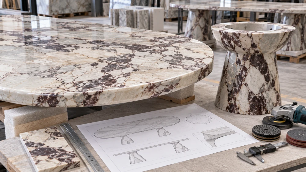 languedoc marble dining table edge joint fabrication languedoc marble dining table edge joint fabrication